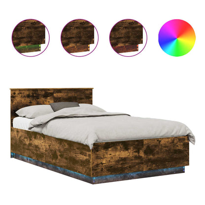 Bettrahmen Geräucherte Eiche 135 x 190 cm Holzwerkstoff