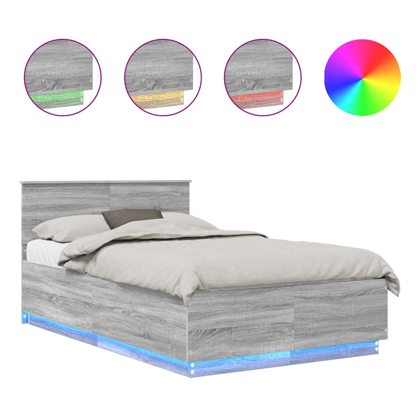 vidaXL Bettrahmen Graues Sonoma 135 x 190 cm Holzwerkstoff