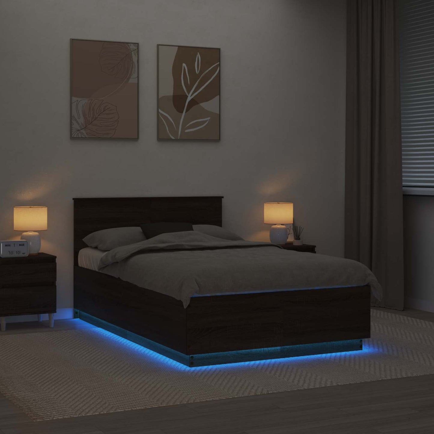 Bettrahmen Braun Eichen-Optik 135 x 190 cm Holzwerkstoff