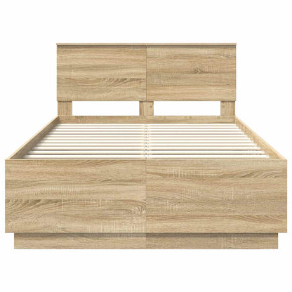 vidaXL Bettrahmen mit Kopfteil Sonoma-Eiche 120 x 190 cm Holzwerkstoff