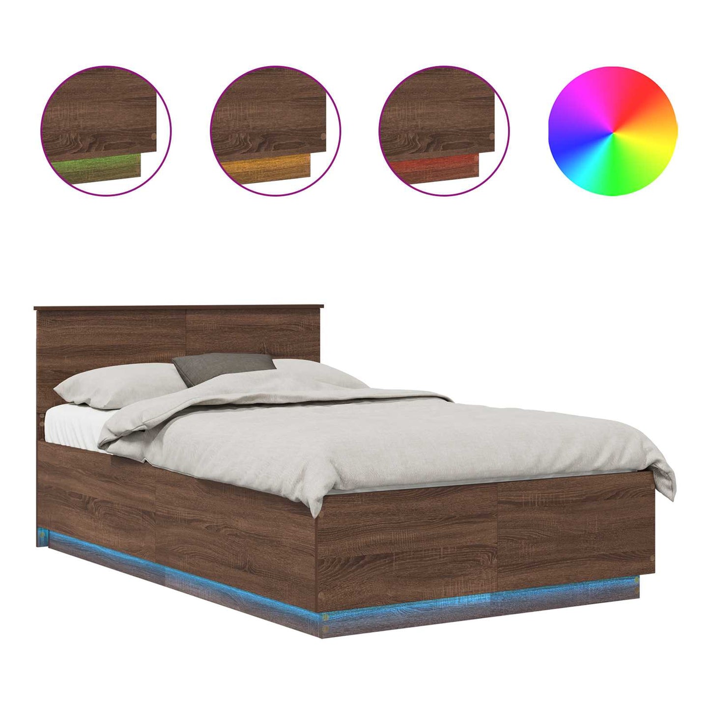 vidaXL Bettrahmen Braun Eichen-Optik 120 x 190 cm Holzwerkstoff
