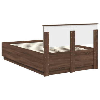 vidaXL Bettrahmen Braun Eichen-Optik 120 x 190 cm Holzwerkstoff