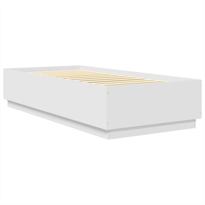 vidaXL Bettrahmen mit LED-Lichtleisten Weiß 100 x 200 cm Holzwerkstoff