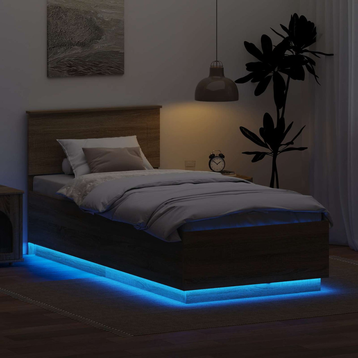 Bettrahmen mit Kopfteil Sonoma-Eiche 100 x 200 cm Holzwerkstoff