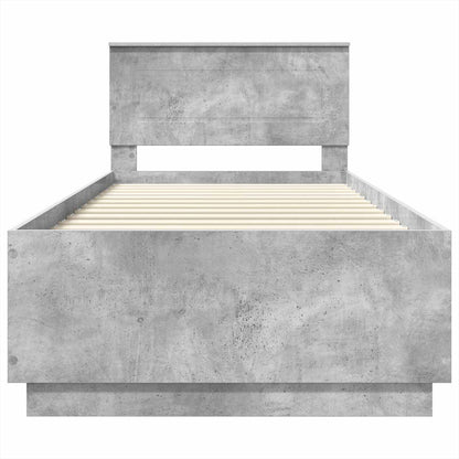 vidaXL Bettrahmen mit Kopfteil Beton Grau 100 x 200 cm Holzwerkstoff