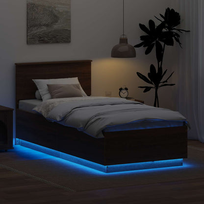 vidaXL Bettrahmen Braun Eichen-Optik 100 x 200 cm Holzwerkstoff