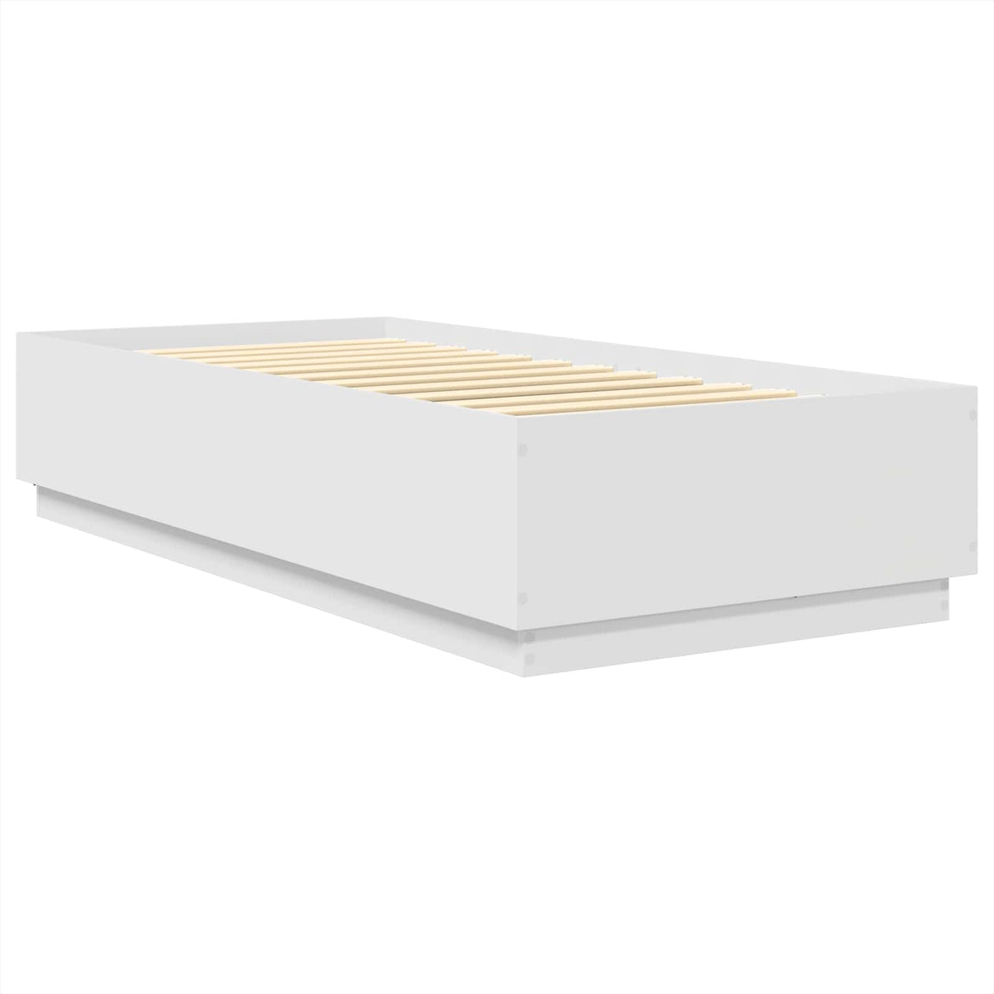 vidaXL Bettrahmen mit LED-Lichtleisten Weiß 90 x 190 cm Holzwerkstoff