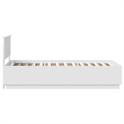 vidaXL Bettrahmen mit LED-Lichtleisten Weiß 90 x 190 cm Holzwerkstoff