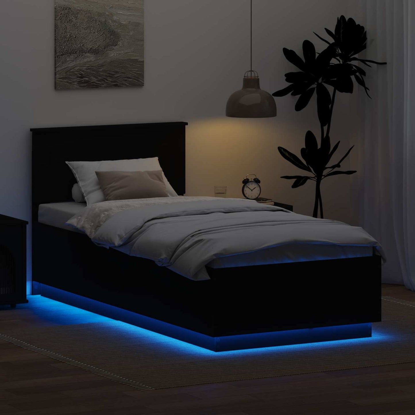 vidaXL Bettrahmen mit Kopfteil Schwarz 90 x 190 cm Holzwerkstoff