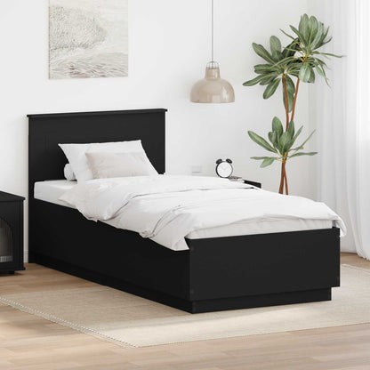 vidaXL Bettrahmen mit Kopfteil Schwarz 90 x 190 cm Holzwerkstoff