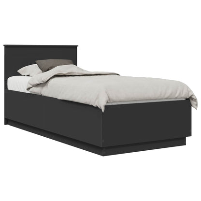 vidaXL Bettrahmen mit Kopfteil Schwarz 90 x 190 cm Holzwerkstoff