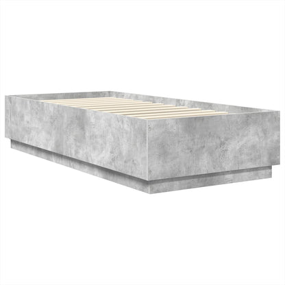 vidaXL Cadre de lit avec tête de lit Gris béton 90 x 190 cm Bois d'ingénierie
