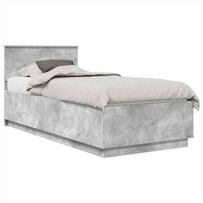 vidaXL Cadre de lit avec tête de lit Gris béton 90 x 190 cm Bois d'ingénierie