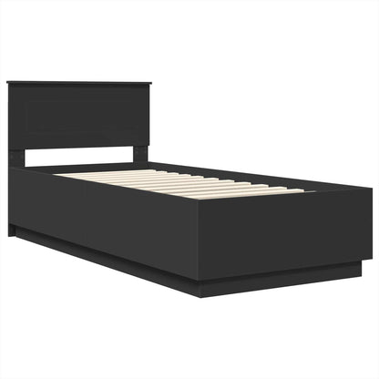 vidaXL Bettrahmen mit Kopfteil Schwarz 90 x 200 cm Holzwerkstoff