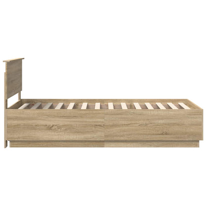 vidaXL Bettrahmen mit Kopfteil Sonoma-Eiche 90 x 200 cm Holzwerkstoff