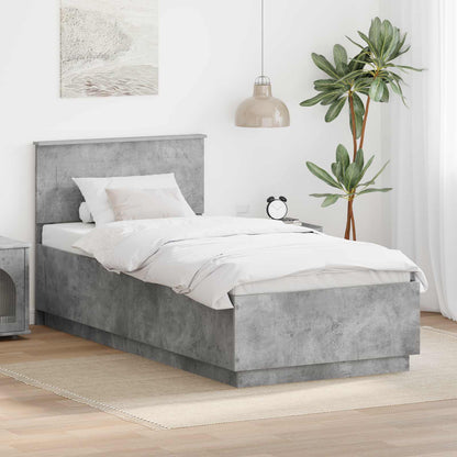 vidaXL Cadre de lit avec tête de lit Gris Béton 90 x 200 cm Bois d'ingénierie