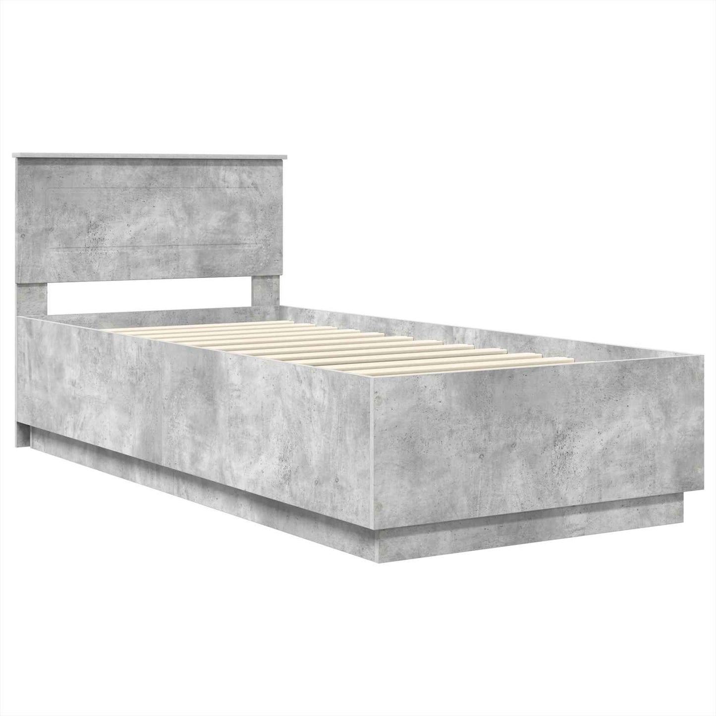 vidaXL Cadre de lit avec tête de lit Gris Béton 90 x 200 cm Bois d'ingénierie