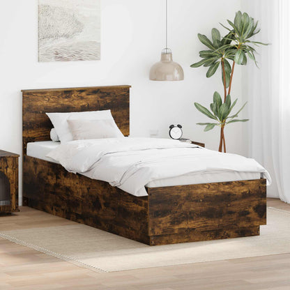 vidaXL Cadre de lit Chêne fumé 90 x 200 cm Bois d'ingénierie