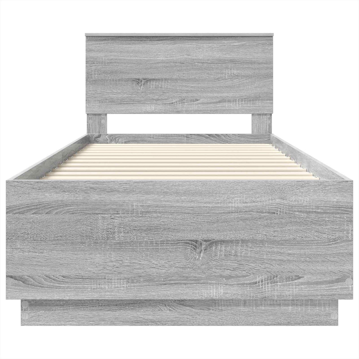 vidaXL Bettrahmen mit Kopfteil Graues Sonoma 90 x 200 cm Holzwerkstoff