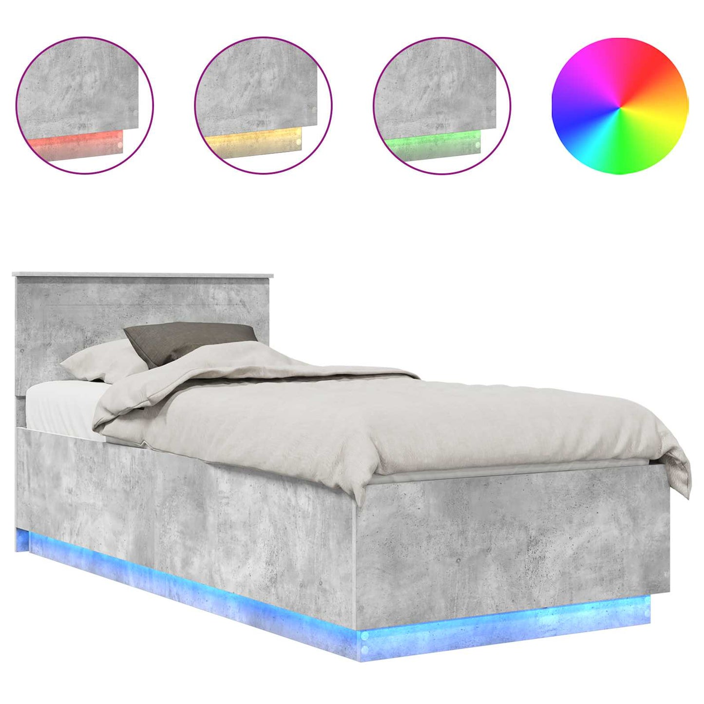 Bettrahmen mit Kopfteil Beton Grau 70 x 190 cm Holzwerkstoff