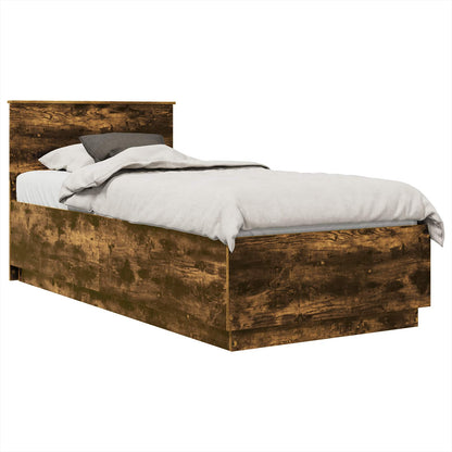 vidaXL Bettrahmen Geräucherte Eiche 70 x 190 cm Holzwerkstoff
