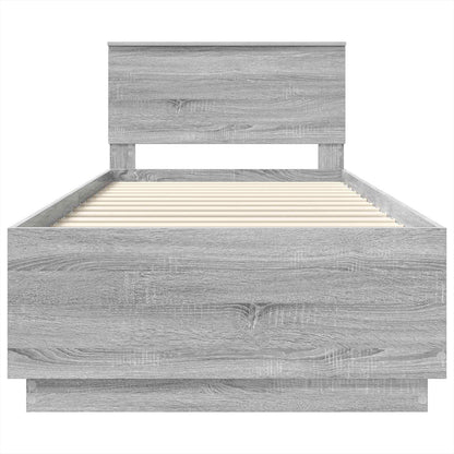 vidaXL Bettrahmen mit Kopfteil Graues Sonoma 70 x 190 cm Holzwerkstoff