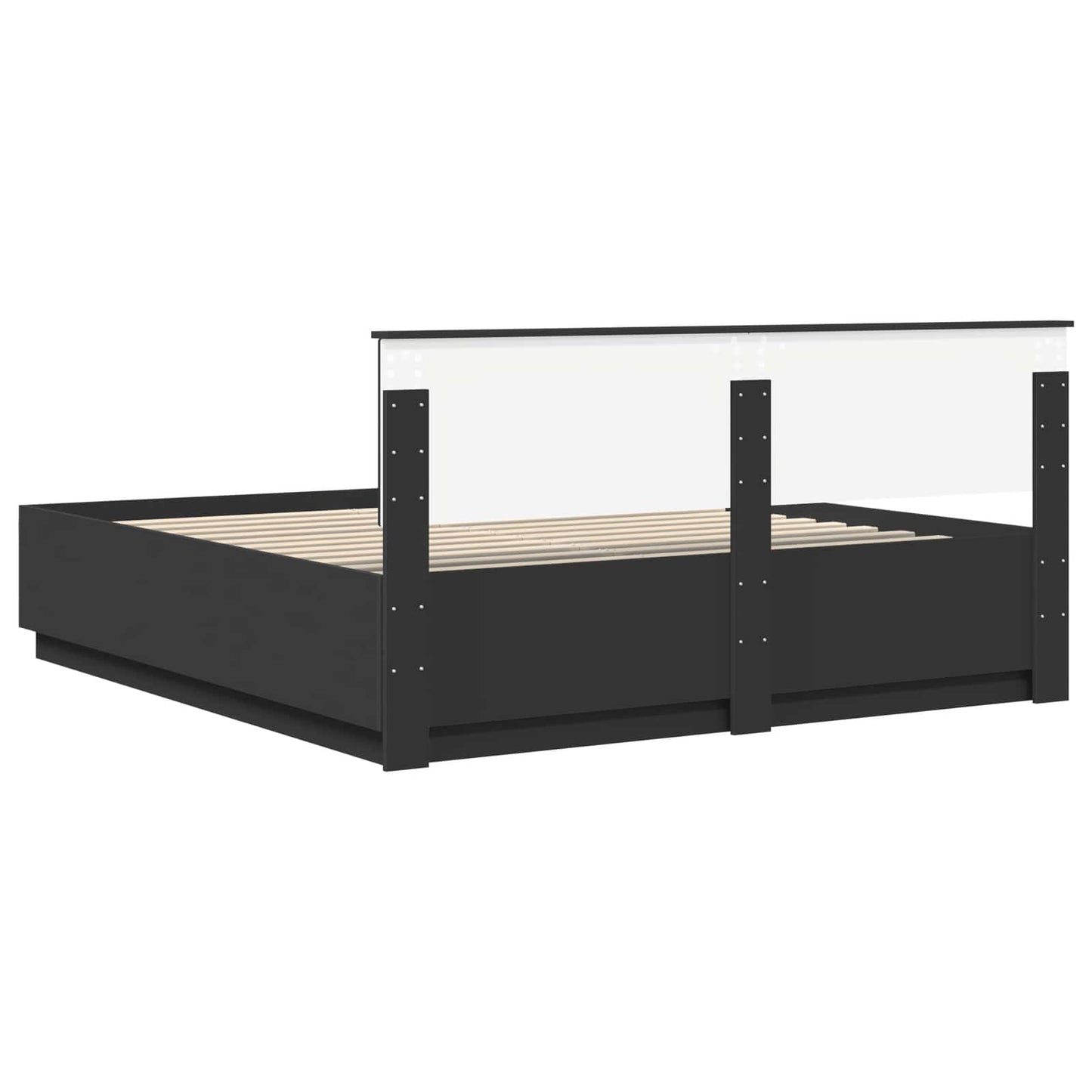 vidaXL Bettrahmen mit Kopfteil Schwarz 200 x 200 cm Holzwerkstoff