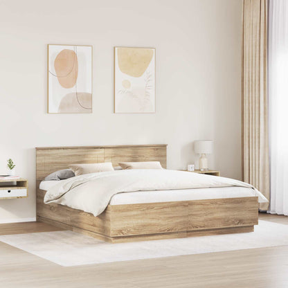 vidaXL Bettrahmen mit Kopfteil Sonoma-Eiche 200 x 200 cm Holzwerkstoff