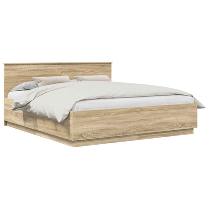 vidaXL Bettrahmen mit Kopfteil Sonoma-Eiche 200 x 200 cm Holzwerkstoff