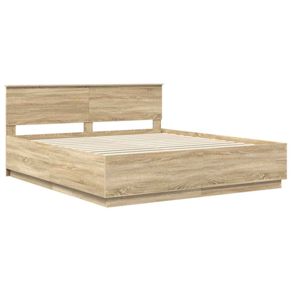 vidaXL Bettrahmen mit Kopfteil Sonoma-Eiche 200 x 200 cm Holzwerkstoff