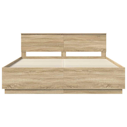 vidaXL Bettrahmen mit Kopfteil Sonoma-Eiche 200 x 200 cm Holzwerkstoff