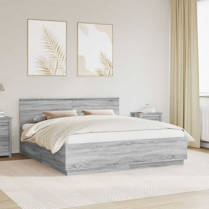 vidaXL Bettrahmen Graues Sonoma 200 x 200 cm Holzwerkstoff