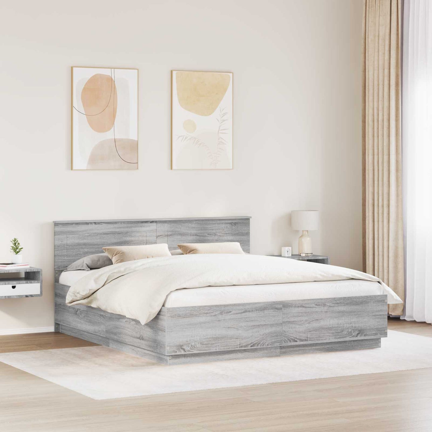 vidaXL Bettrahmen Graues Sonoma 180 x 200 cm Holzwerkstoff