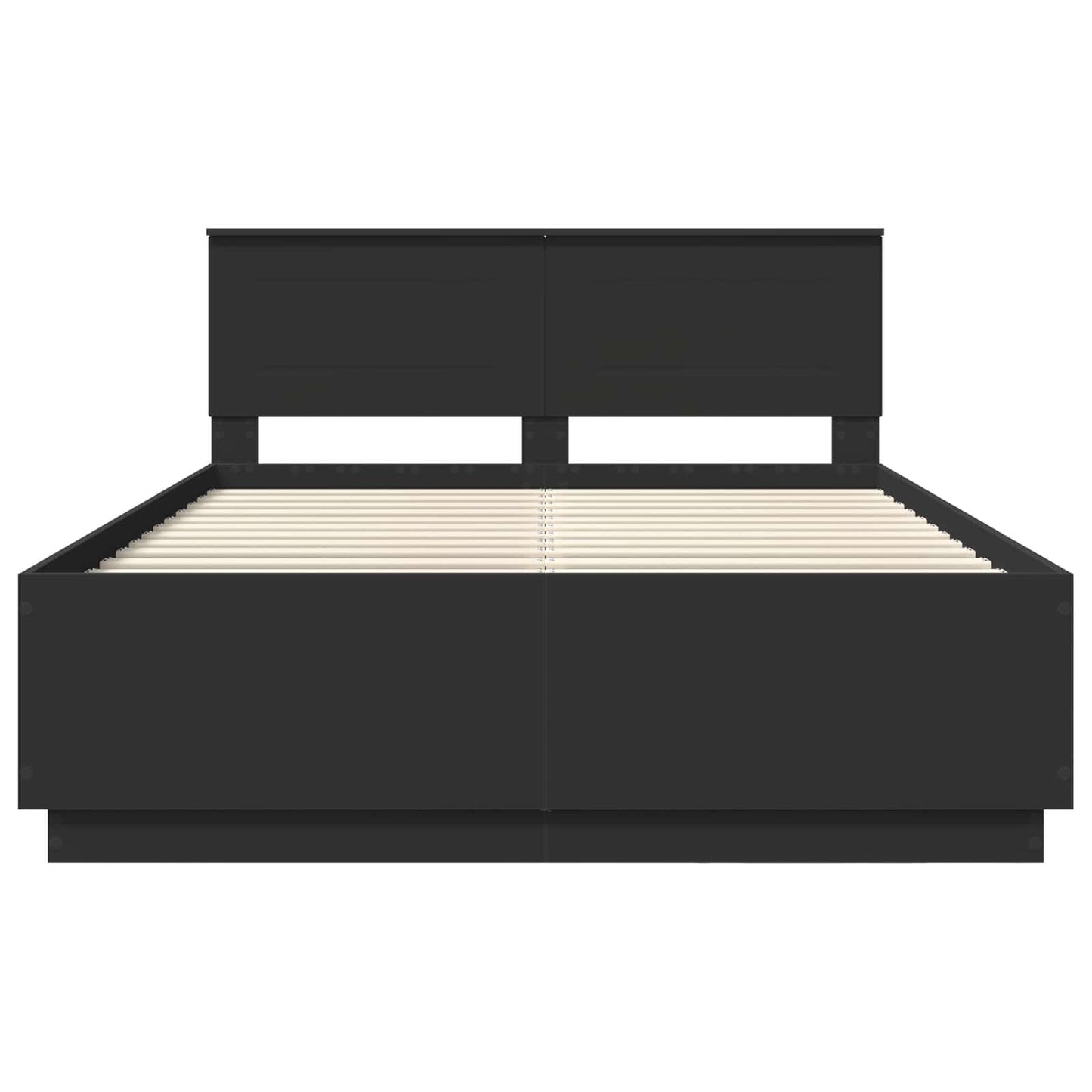 Bettrahmen mit Kopfteil Schwarz 150 x 200 cm Holzwerkstoff