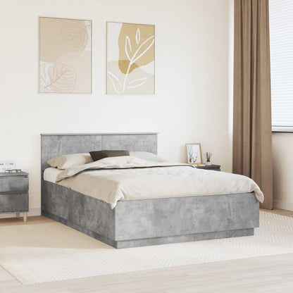 vidaXL Cadre de lit avec tête de lit gris béton 150 x 200 cm bois d'ingénierie