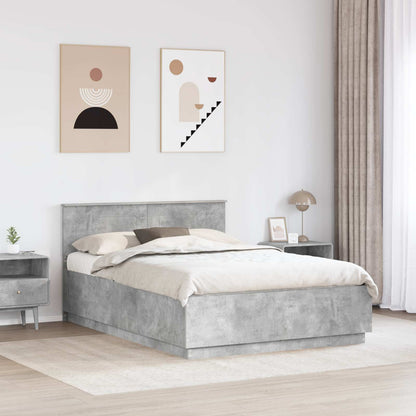 vidaXL Cadre de lit avec tête de lit gris béton 150 x 200 cm bois d'ingénierie
