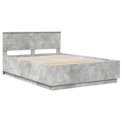 vidaXL Cadre de lit avec tête de lit gris béton 150 x 200 cm bois d'ingénierie