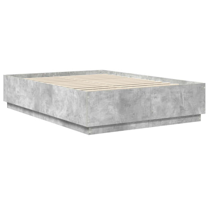 vidaXL Cadre de lit avec tête de lit gris béton 150 x 200 cm bois d'ingénierie