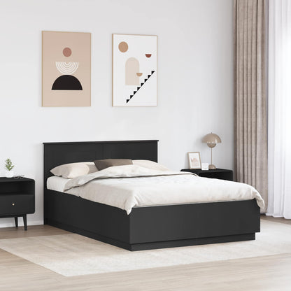 vidaXL Bettrahmen mit Kopfteil Schwarz 140 x 190 cm Holzwerkstoff