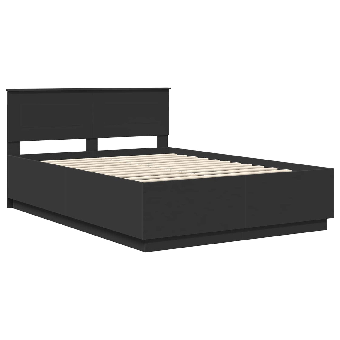 vidaXL Bettrahmen mit Kopfteil Schwarz 140 x 190 cm Holzwerkstoff