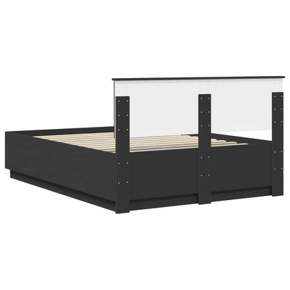 vidaXL Bettrahmen mit Kopfteil Schwarz 140 x 190 cm Holzwerkstoff