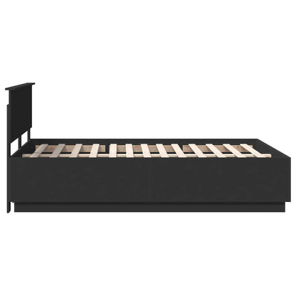 vidaXL Bettrahmen mit Kopfteil Schwarz 140 x 190 cm Holzwerkstoff