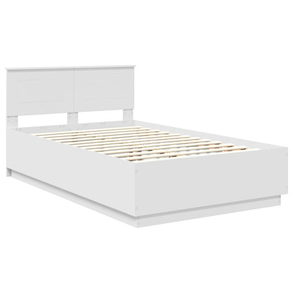 vidaXL Cadre de lit avec tête de lit Blanc 135 x 190 cm Aggloméré