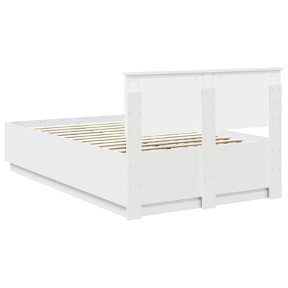 vidaXL Cadre de lit avec tête de lit Blanc 135 x 190 cm Aggloméré