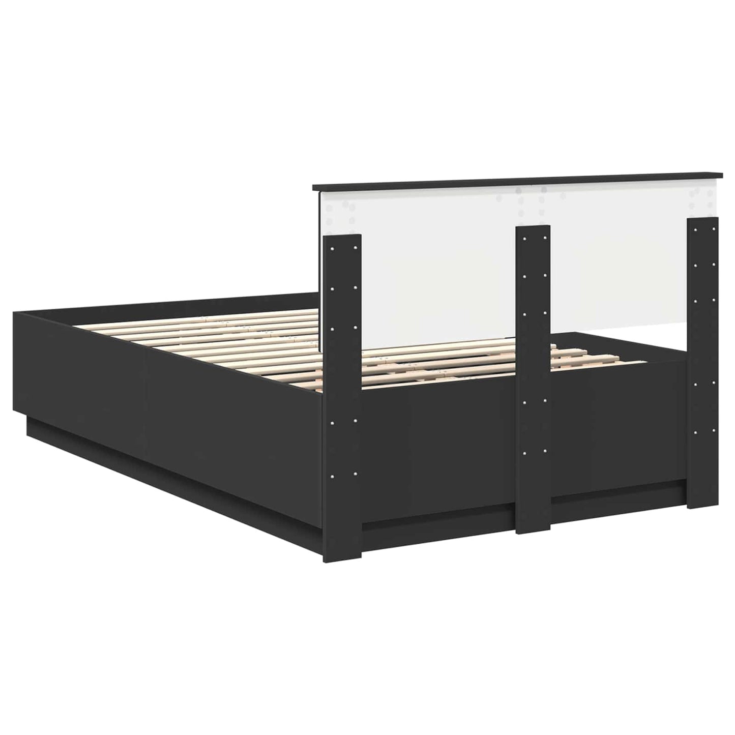 vidaXL Bettrahmen mit Kopfteil Schwarz 135 x 190 cm Holzwerkstoff
