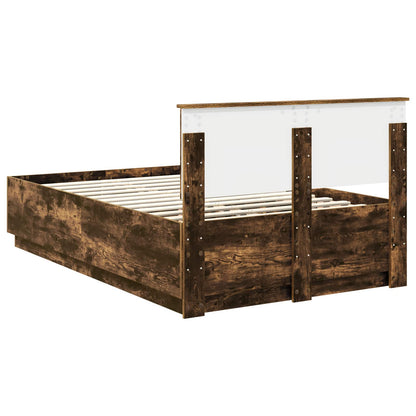 vidaXL Bettrahmen Geräucherte Eiche 135 x 190 cm Holzwerkstoff
