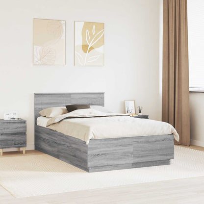 vidaXL Bettrahmen Graues Sonoma 135 x 190 cm Holzwerkstoff