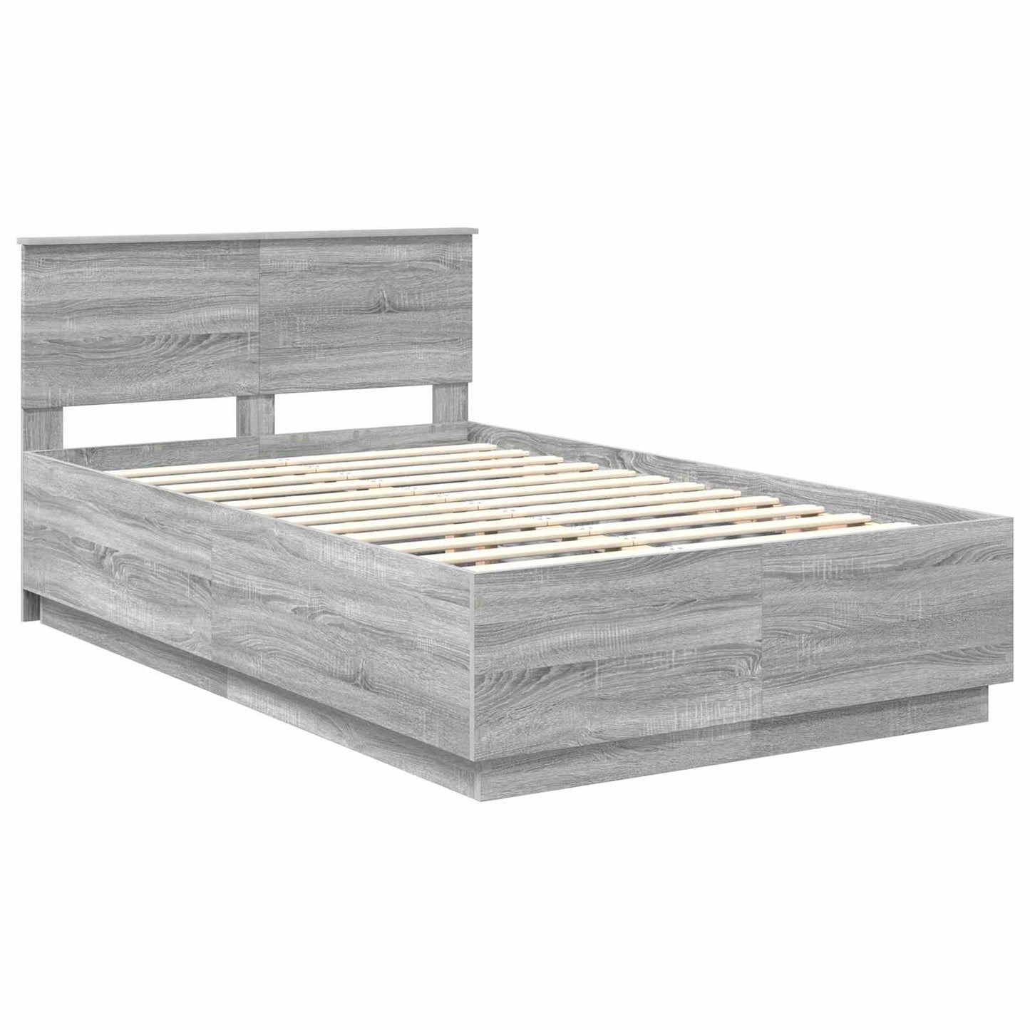 vidaXL Bettrahmen Graues Sonoma 135 x 190 cm Holzwerkstoff