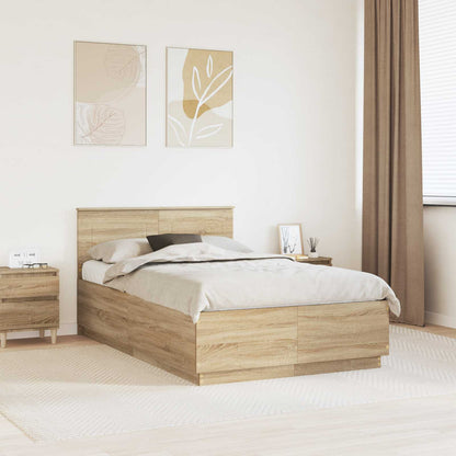 vidaXL Bettrahmen mit Kopfteil Sonoma-Eiche 120 x 190 cm Holzwerkstoff