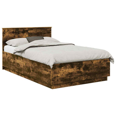 vidaXL Cadre de lit Chêne fumé 120 x 190 cm Bois d'ingénierie